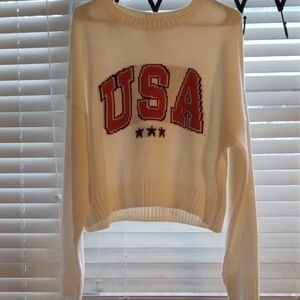 Grayson Threads Cream USA Patriotic Americana Sweater